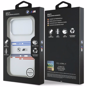 BMW M Silicon Horizontal Line MagSafe deklas iPhone 17 Pro - baltas