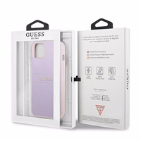 Guess GUHCP13SPSASBPU iPhone 13 mini 5.4 dėklas telefonui, violetinis, Saffiano su įspaustu ir metaliniu logotipu