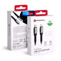 FORCELL F-ENERGY C259 kabelis Type C į Lightning PD 3A 27W Cafule 2 m juodas