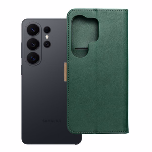Žalias ir auksinis Split Book atverčiamas dėklas, skirtas Motorola G57 POWER