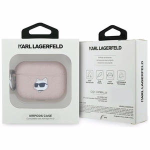Karl Lagerfeld Monogram Choupette Head Dėklas for AirPods Pro 3 - rožinis