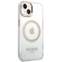 Guess GUHMP14MHTRMD iPhone 14 Plus 6.7 "auksinis / auksinis kietas dėklas Metalinis kontūras Magnetinis