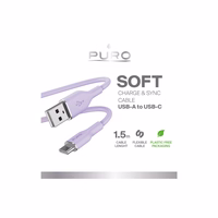 Puro Soft USB-A - USB-C kabelis 1.5m - violetinis