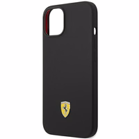Dėklas telefonui Ferrari FEHCP14SSIBBK iPhone 14 6.1 juodas silikoninis metalinis logotipas