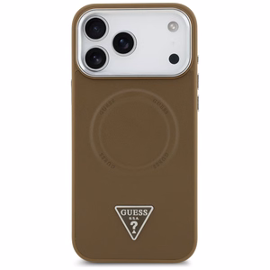 Guess Trikampio logotipo magnetinis dėklas iPhone 17 Pro - rudas