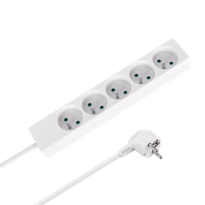 Rebel ilgintuvas, 5 prancūziško tipo lizdai, 5 m, be jungiklio, 3×1,5 mm, baltas