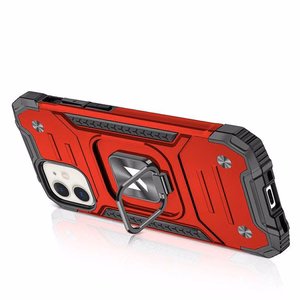 Wozinsky Ring Armor iPhone 14 Plus dėklas telefonui su magnetiniu laikikliu ir žiedu, raudonos spalvos