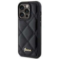 Guess Quilted Metal Logo dėklas telefonui iPhone 15 Pro Max - juodas
