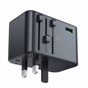 Universalus kelioninis įkroviklis Acefast Z1 75W GaN 2xUSB-A/3xUSB-C juodas