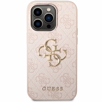 Guess GUHCP15X4GMGPI iPhone 15 Pro Max 6.7" rožinis/rožinis kietas dėklas 4G Didelis Metalinis Logotipas