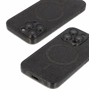 Blizgantis magnetinis dėklas telefonui Iphone 17, juodas, permatomas