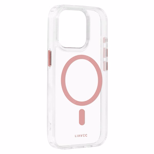 Liavec Blizgus Magnetinis Skaidrus dėklas telefonui Iphone 15 Pro rožinė