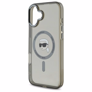 Karl Lagerfeld IML Metal Karl Head Magnetinis iPhone 16 Plus dėklas - juodas