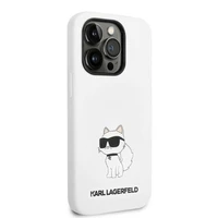 Karl Lagerfeld KLHMP14LSNCHBCH iPhone 14 Pro 6.1" baltas silikoninis dėklas Choupette, magnetinis (MagSafe)
