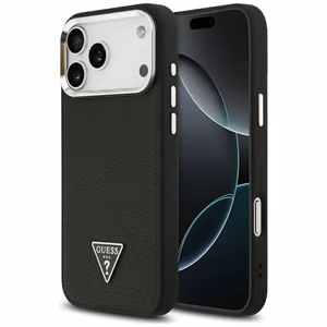 Guess Grained Triangle Logo MagSafe чехол iPhone 17 Pro Max черный