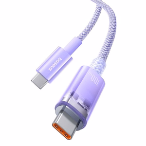 BASEUS kabelis Type-C į Type-C PD 6A 100W Explorer 1m violetinis P10319703221-01 / CB000043