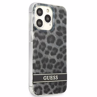 Guess GUHCP13LHSLEOK iPhone 13 Pro / 13 6.1" pilkas/pilkas kietas dėklas Leopardas