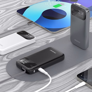 Dudao K31 10000mAh 22.5W PD Išorinė baterija su įmontuotu kabeliu - pilka