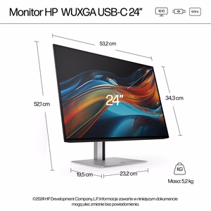 HP Series 7 Pro 24 colių WUXGA USB-C monitorius - 724pu
