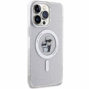 Karl Lagerfeld KLHMP14XHGKCNOT Karl & Choupette Glitter dėklas, skirtas iPhone 14 Pro Max 6.7", su MagSafe, skaidrus