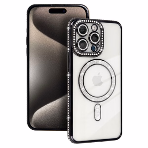 Bling Magnetinis dėklas telefonui Iphone 14 Pro juodas