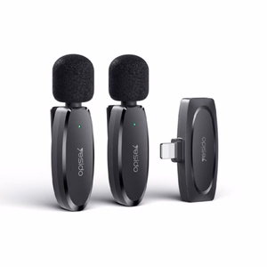 YESIDO KR14 MICROPHONE MEMS 2PCS WITH CLIP LIGHTNING BELAIDIS 2,4GHz juodas