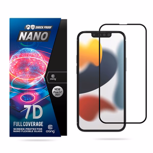 Crong 7D Nano Flexible Glass 9H visą ekraną dengiantis hibridinis apsauginis stiklas, skirtas iPhone 13 Mini
