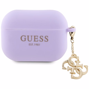 Guess GUAP2LECG4U dėklas AirPods Pro 2 dangteliui - violetinė skysta silikoninė blizganti trikampė pakabukas