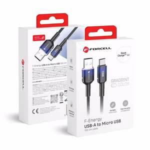 Cable USB A to Micro USB Forcell F-Energy QC3.0 2.4A 18W Gradient 1 m C351 black