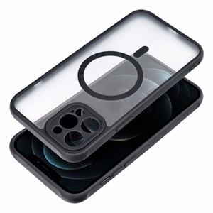 Dėklas telefonui – pilnai matinis magnetinis dėklas, suderinamas su MagSafe IPHONE 12 Pro, juodas