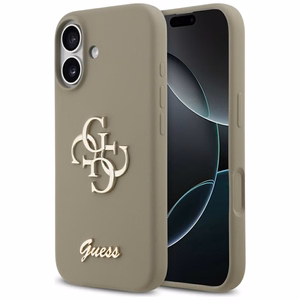 Guess Silikoninis didelis 4G užrašas dėklas iPhone 17 - rudas
