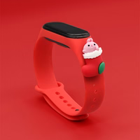 Dirželis Xmas Xiaomi Mi Band 3 / 4 Kalėdinis silikoninis dirželis apyrankė su kojine - raudona