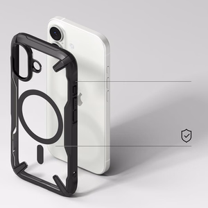 "Ringke Fusion X" magnetinis "MagSafe" dėklas "iPhone 17" - juodas