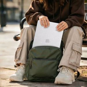 Tech-Protect SmartShell deklas MacBook Neo 13 colio 2026, skaidrus su blizgučiais