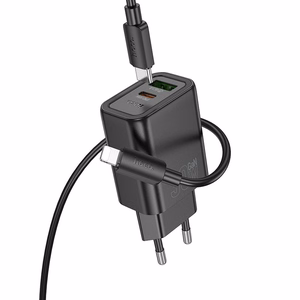 Įkroviklis Hoco N63 + "USB-C (Type-C) to Lightning Cable" (1xUSB-C;1xUSB 30W) juodas
