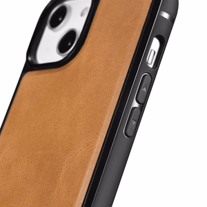 iCarer odinis Oil Wax dėklas, padengtas natūralia oda, telefonui iPhone 14 Plus rudas (WMI14220719-TN)