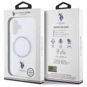 US Polo IML Ring MagSafe dėklas iPhone 16 - baltas