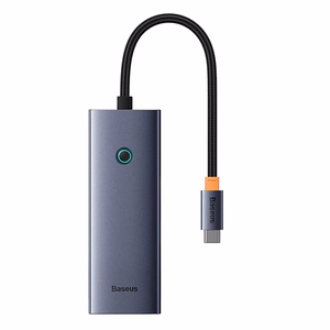 5-in-1 šakotuvas Baseus UltraJoy Series USB-C į HDMI4K@30Hz+3xUSB 3.0+1xPD (pilkas)