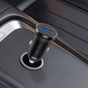 Blavec Automobilinis įkroviklis BS-01B-C Road - USB + Type C - QC 3.0 18W PD 20W su Type C to Type C cable (CCBS01BCR-UCB) juodas