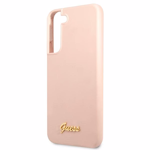 Dėklas telefonui Guess GUHCS22MLSLMGPP S22+ S906 rožinis kietasis dėklas Silikoninis Script Metal Logo
