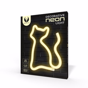 Neon LED Light CAT warm baltas Bat + USB FLNE03 Forever Light