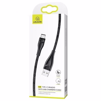 USAMS Laidas pintas U41 USB-C 1m 2A juodas SJ392USB01 (US-SJ392) greitas įkrovimas