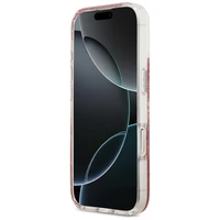 "Guess Resin Bottom Glitter MagSafe" dėklas "iPhone 17" - rožinis