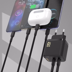 Dudao A28PCEU PD 45W GaN 2xUSB-C Wall Įkroviklis with USB-C Laidas - Juodas
