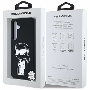 Karl Lagerfeld silikoninis grafiti Ikonik logotipas su magnetiniu Samsung Galaxy S25 dėklas juodas