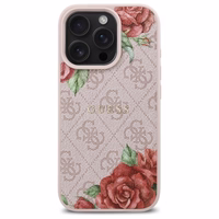 Guess GUHMP16LP4ROPEMCP iPhone 16 Pro 6.3" rožinė/rožinė kietas dėklas 4G Gėlių Raštas Magnetinis