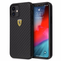Ferrari FERCAHCP12SBK iPhone 12 mini 5.4" juodas/juodas kietas dėklas On Track Real Carbon