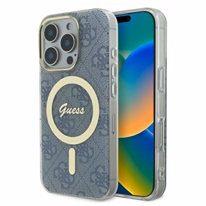 Guess IML 4G Magnetinis dėklas telefonui iPhone 16 Pro - mėlynas