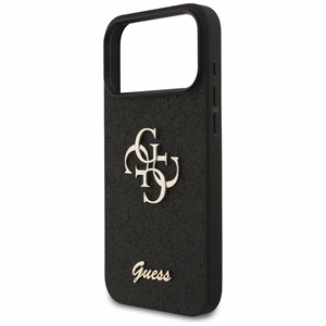 Guess Fiksuotas Blizgus Didelis 4G dėklas telefonui iPhone 17 Pro Max - juodas