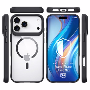 3mk Satino šarvų Magnetinis dėklas telefonui iPhone 17 Pro Max - skaidrus juodas